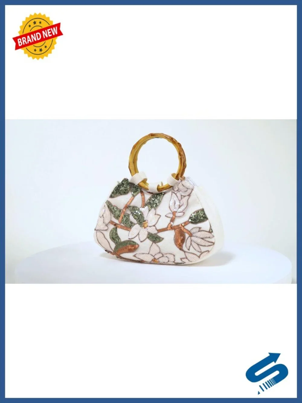 Beaded Floral Clutch Large Evening Bag for Wedding Party